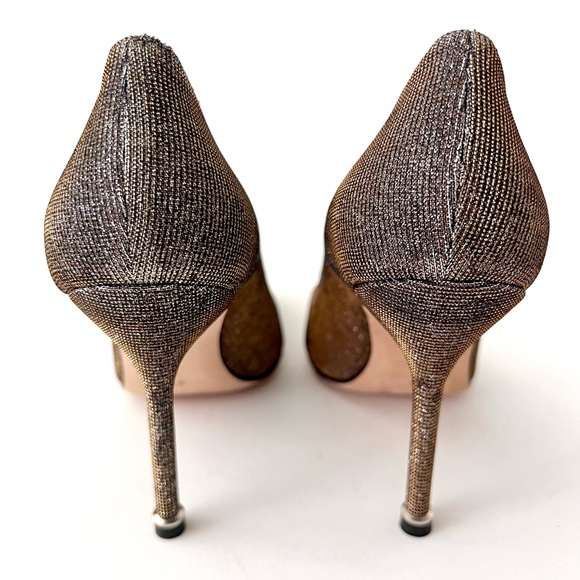 MANOLO BLAHNIK | Hangisi Dark Gold Glitter Fabric Jewel Buckle Pumps EU 37 US 7 - Picture 10 of 14